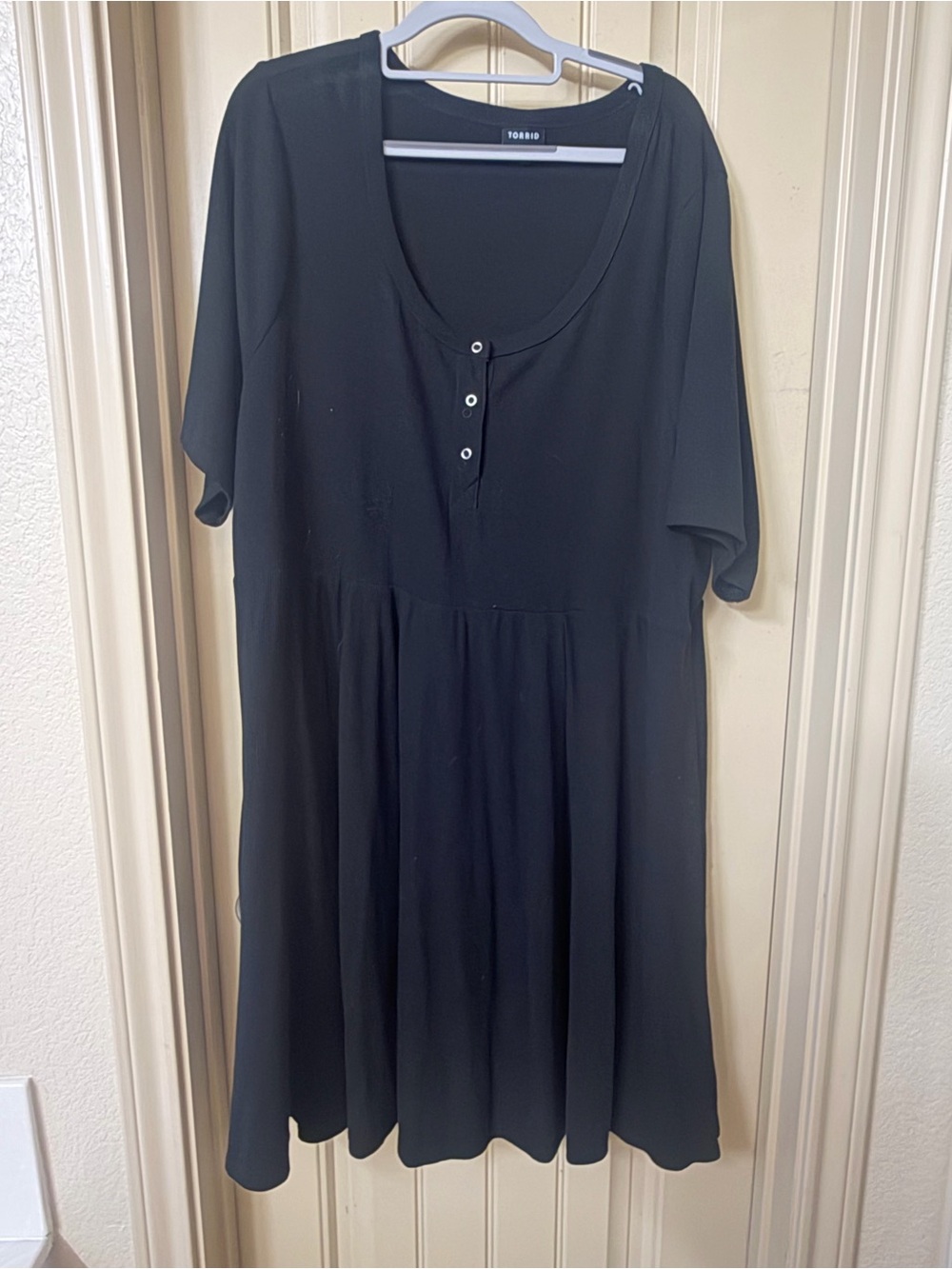 torrid Black Scoop Neck Button-Front Midi Dress